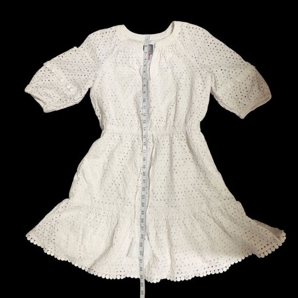 Vince Camuto Cotton Eyelet Tasseled Drawstring Dress Size 10 - Picture 14 of 16